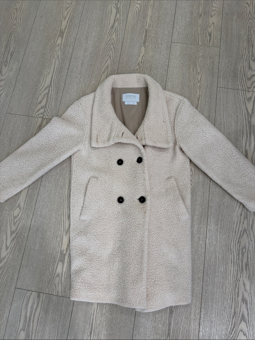 Light Cream Teddy Peacoat Jacket - Unbranded
